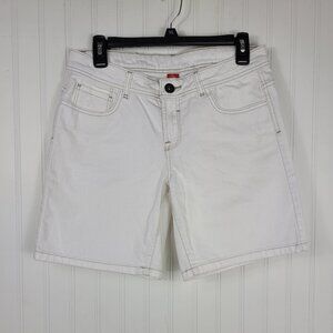 sOliver White Jean Shorts, tan stitching, SZ 7/8